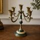 Vintage 5-light candelabrum in brass – Green and white decor