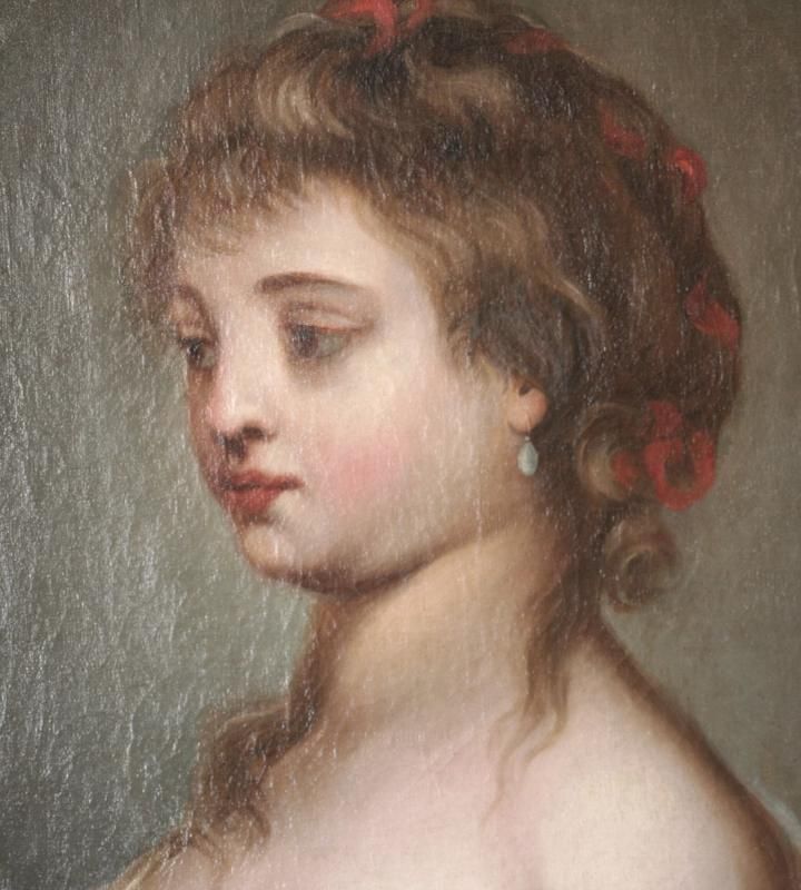 Oil painting on canvas girl portrait late 18th