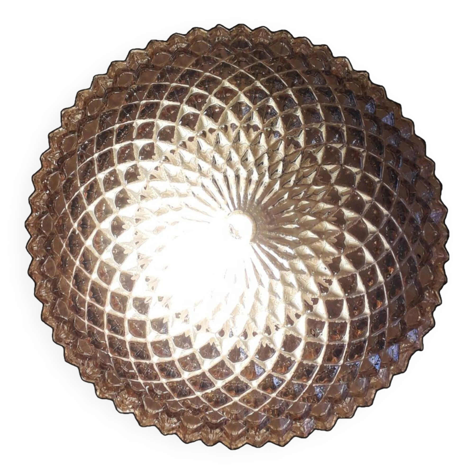Ceiling light / Wall light - iridescent molded glass with diamond tips - 1970