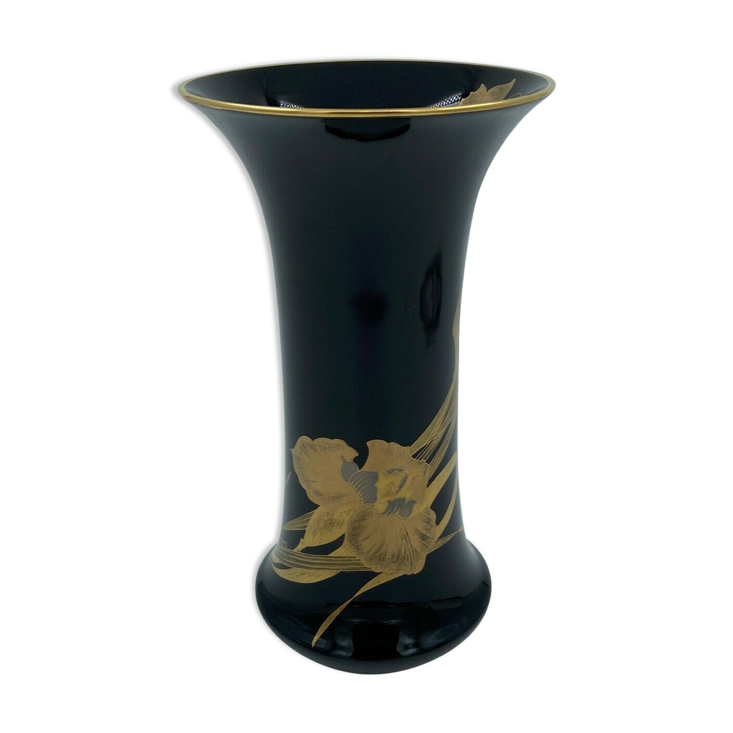 Black vase leonard paris caprice n 14 hutschenreuther germany sign