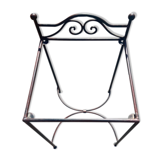 Wrought iron bedside tabletop on glass