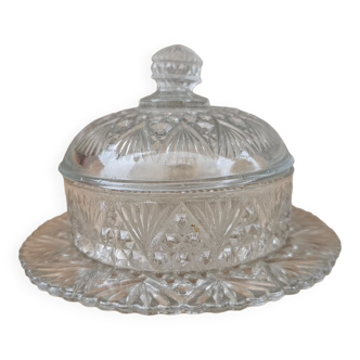 Beurrier ronde en verre moulé