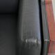 3-seater black cow leather sofa in timeless Art Deco design