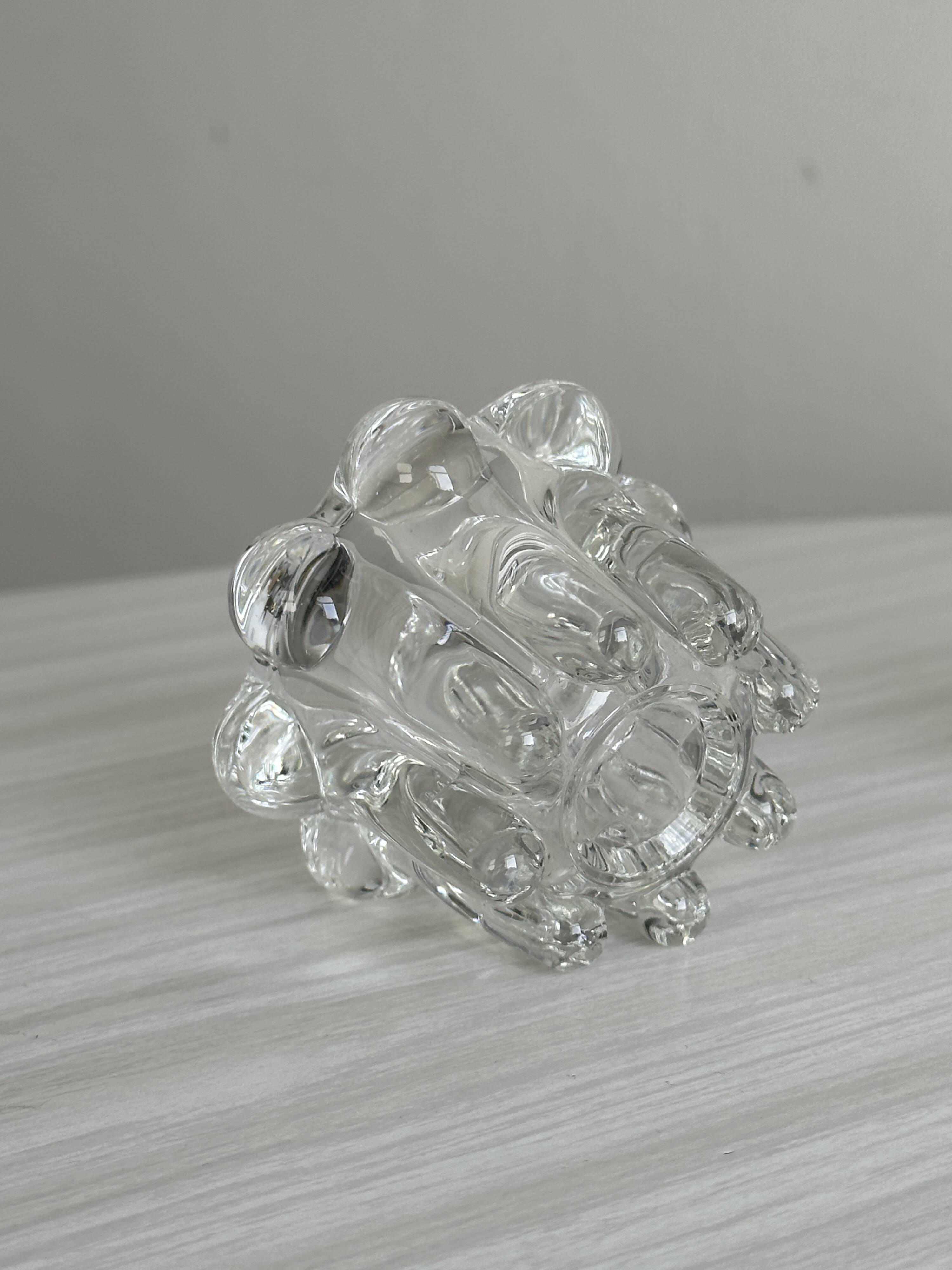 Duo of small crystal candlesticks