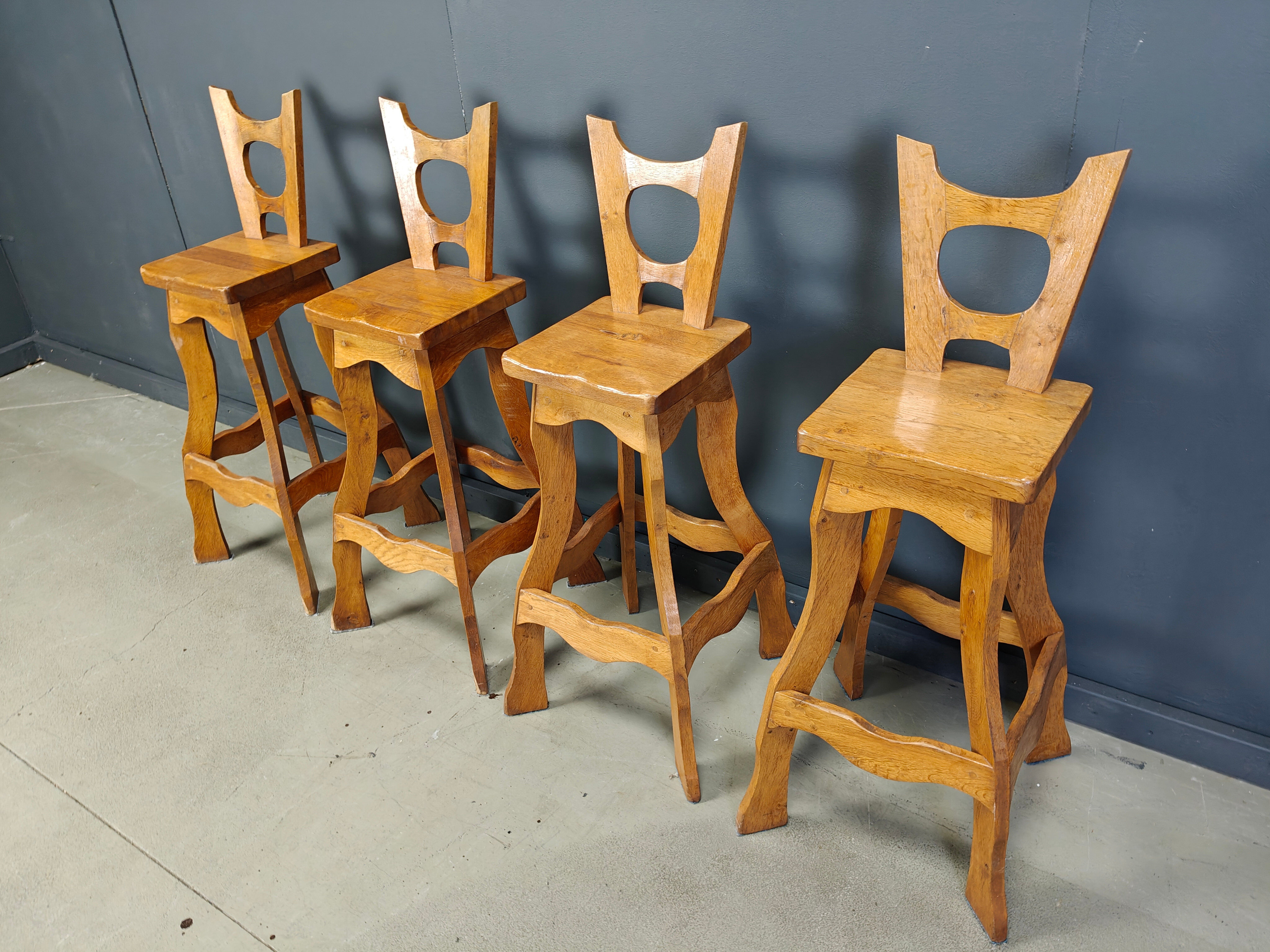 Vintage brutalist bar stools, set of 4 - 1960s