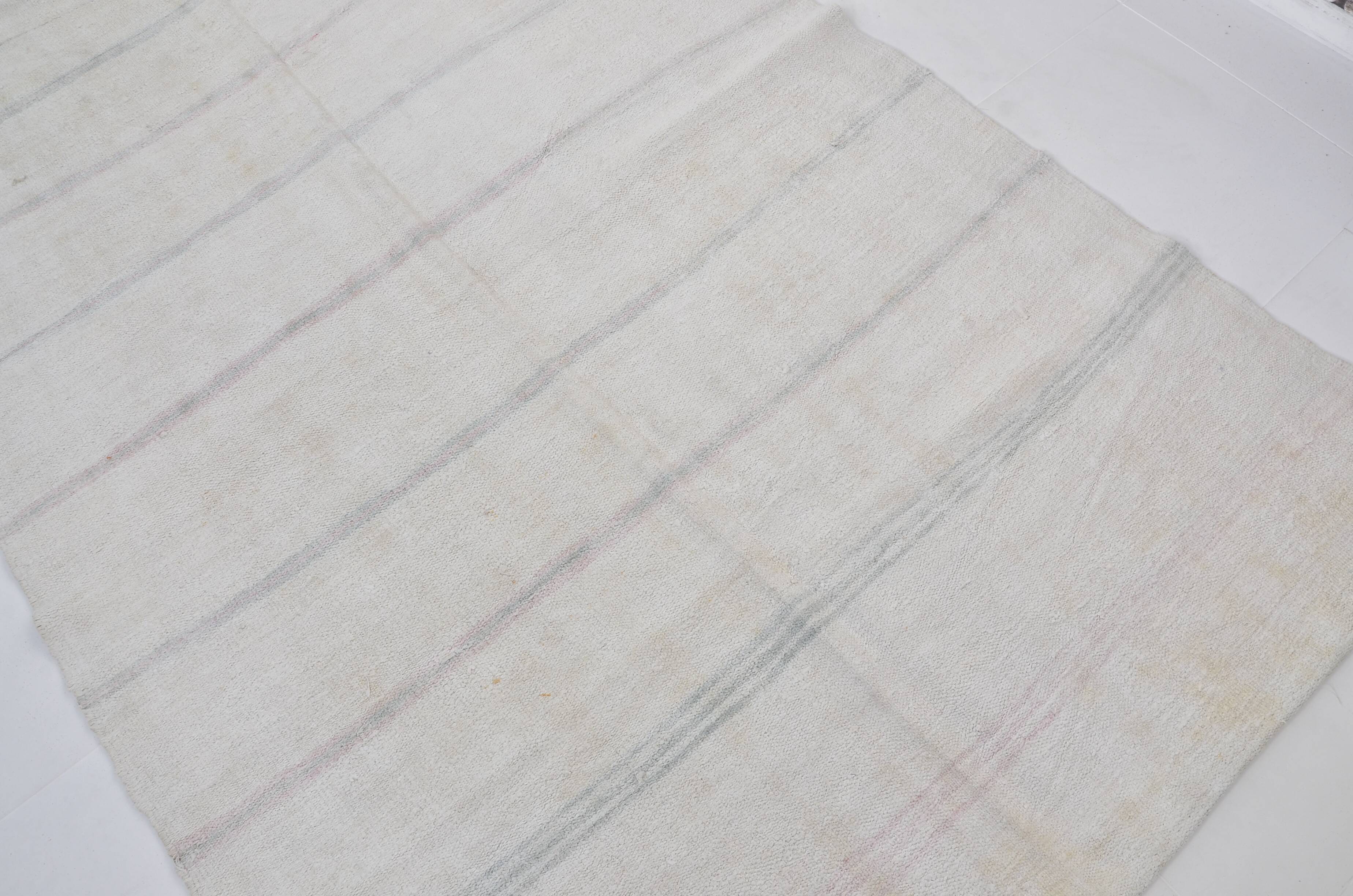 Stripe Neutral Vintage Hmep Kilim Rug sku 3678