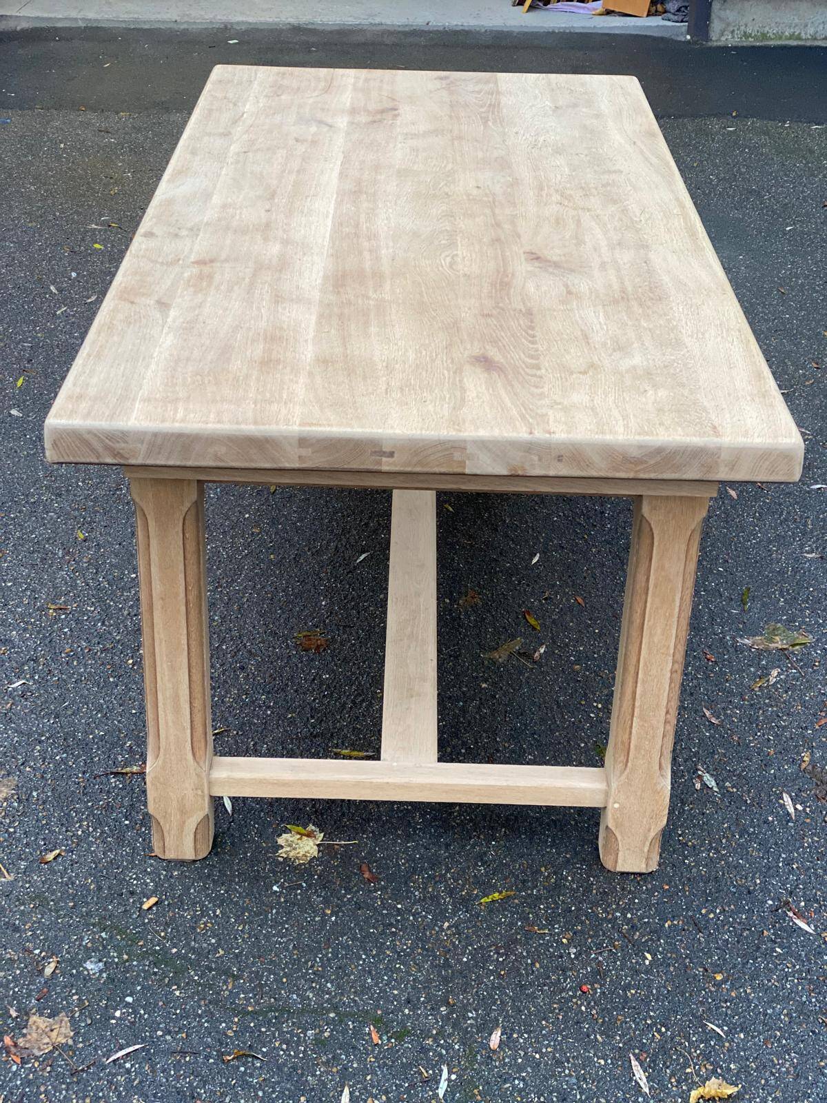 Extendable farmhouse dining table restored in solid oak, 19th century, 180-280cm