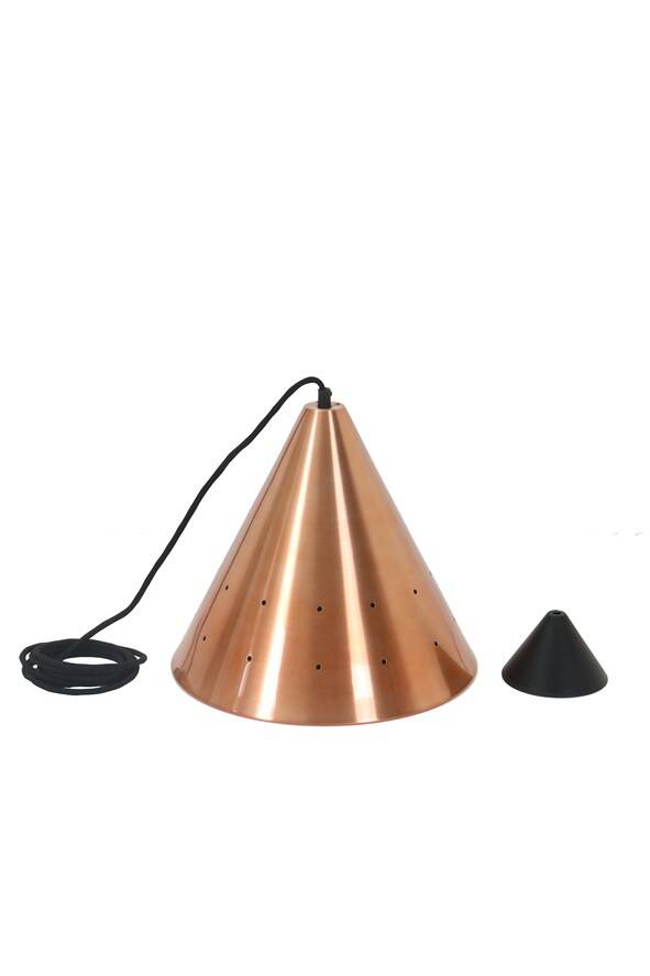 Mid-century cone pendant lamp / copper / aluminium / Danish modern design / 1960s