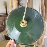 Vintage lampshade in green enamelled sheet metal, customizable