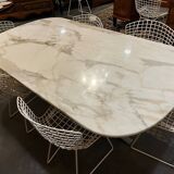 oval - rectangular marble and metal design table