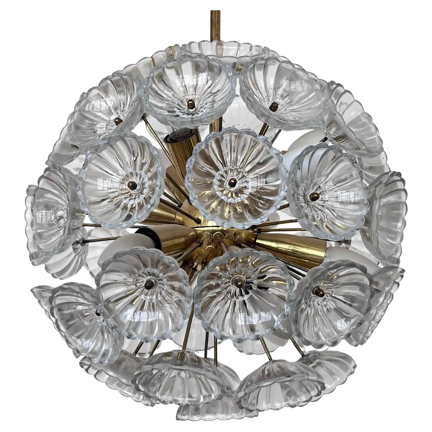 Magnifique réplique de Spoutnik en laiton et verre, inspirée de l'ère spatiale, signée Dandelion, années 1960 / Allemagne