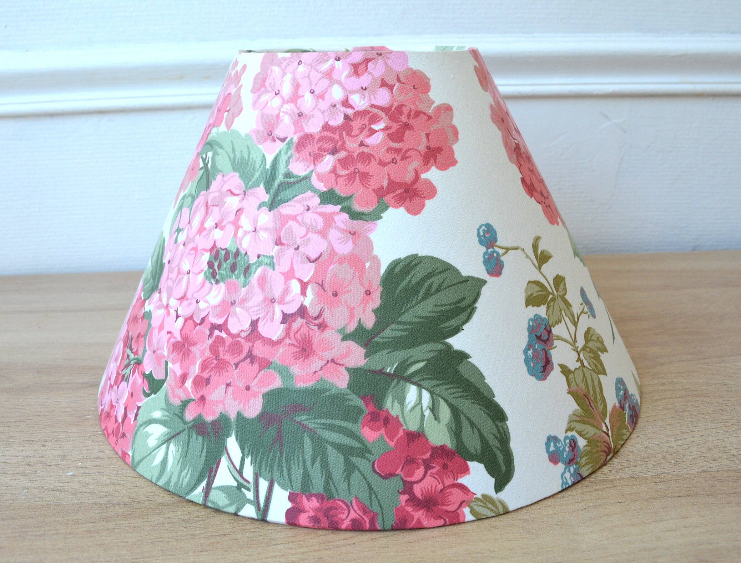 Vintage English hydrangea fabric lampshade