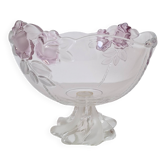 Vintage white and pink glass fruit bowl / salad bowl