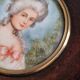 Miniature portrait of a woman in the style of Marie Antoinette, signed Lucia, 12 x 12 cm.