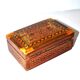 Vintage wooden box with straw marquetry and mother-of-pearl decoration.