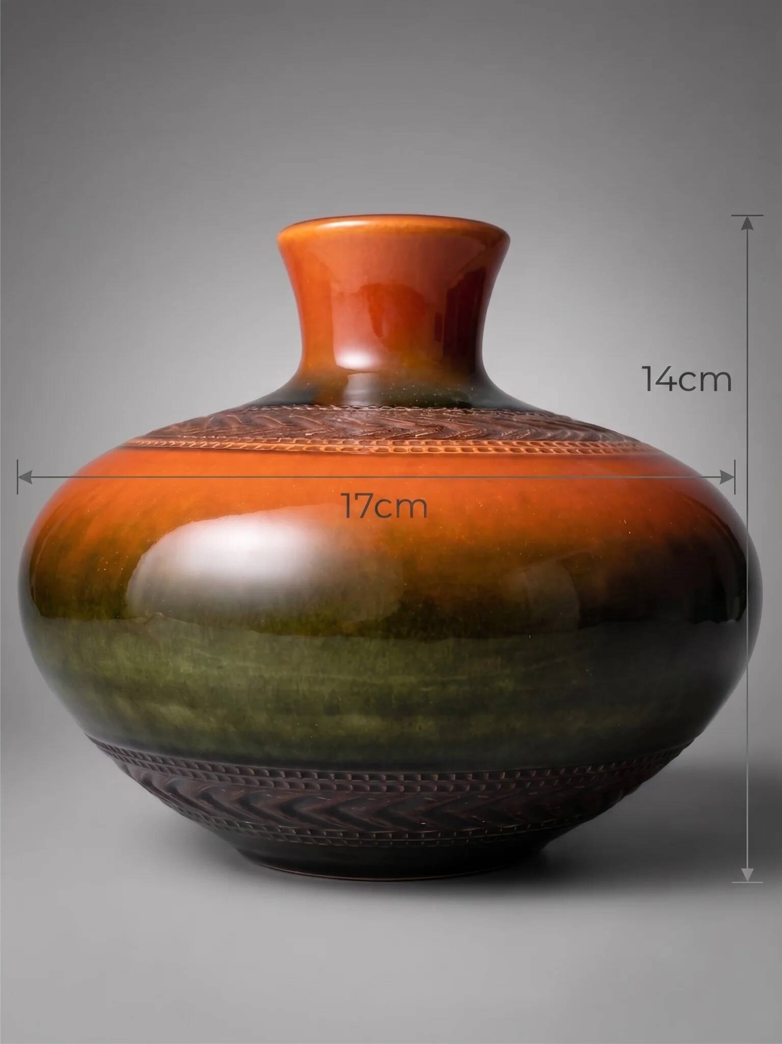 Vase Dümler & Breiden 174/15 West Germany in glazed ceramic – 1960s-70s – Brown and green gradient