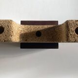 Brutalist candle holder xxl in stone and wood 1970