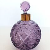 Flacon de parfum en cristal taillé à la main et laiton, couleur lilas, Italie