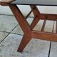 Table basse vintage époque reconstruction année 50 bois verre