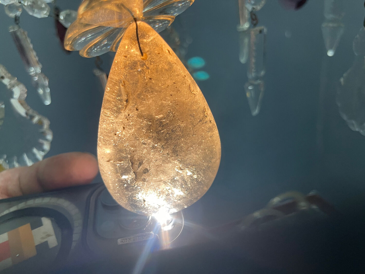 Chandelier vintage en cristal italien avec bobeches en verre lilas, 1