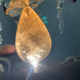 Chandelier vintage en cristal italien avec bobeches en verre lilas, 1