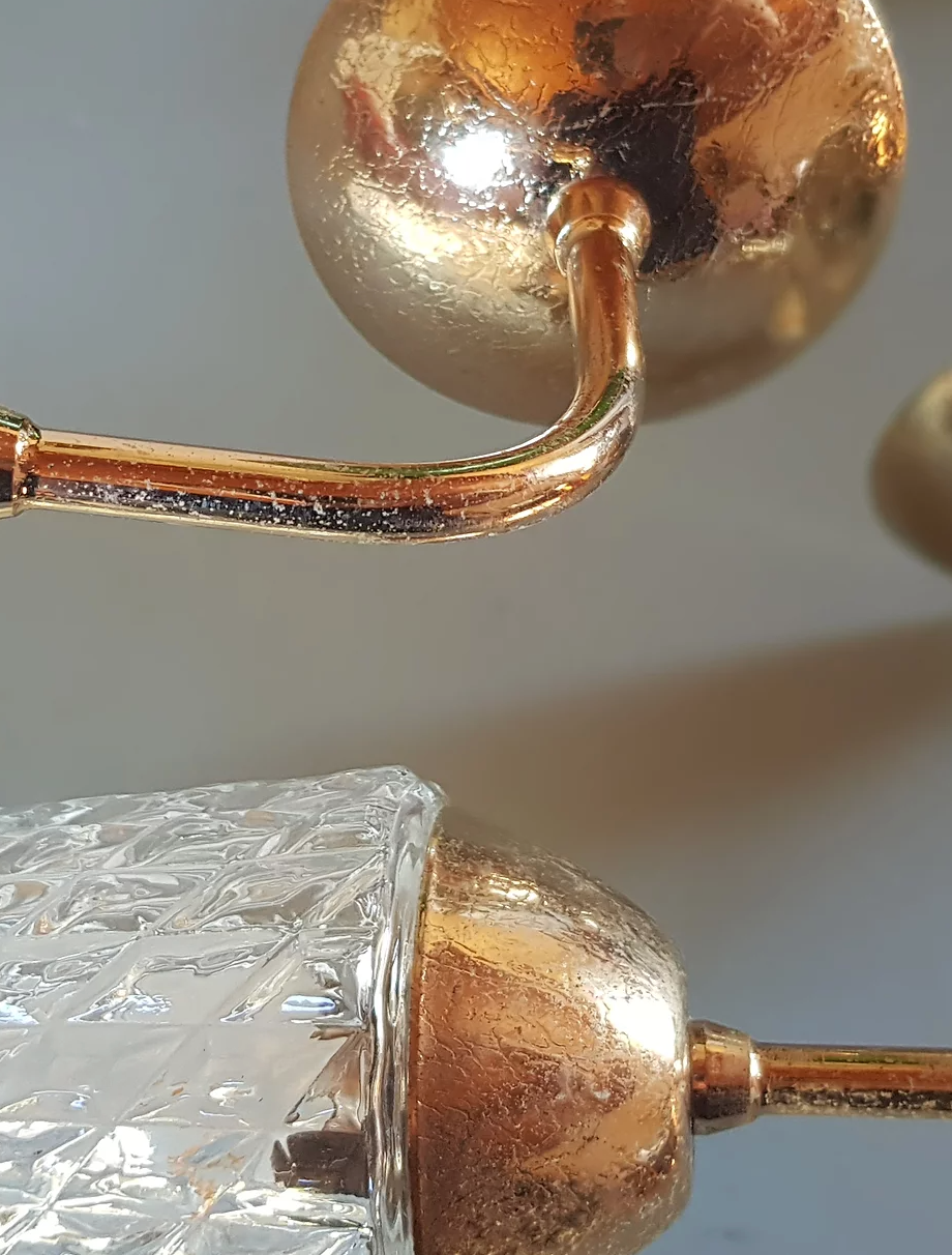 Set of 2 glass and gold metal appliques