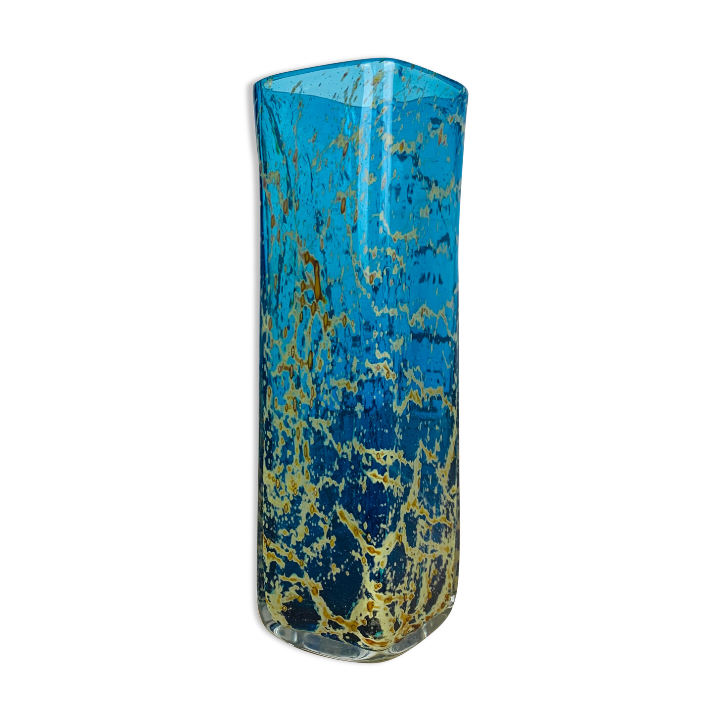 Vase verre Gozo Cittadella bleu et doré