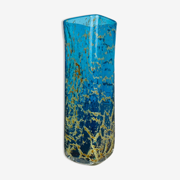 Glass vase Gozo Cittadella blue and gold