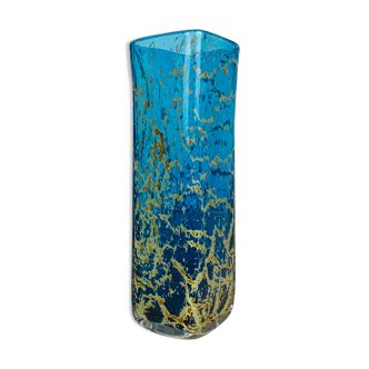 Vase verre Gozo Cittadella bleu et doré