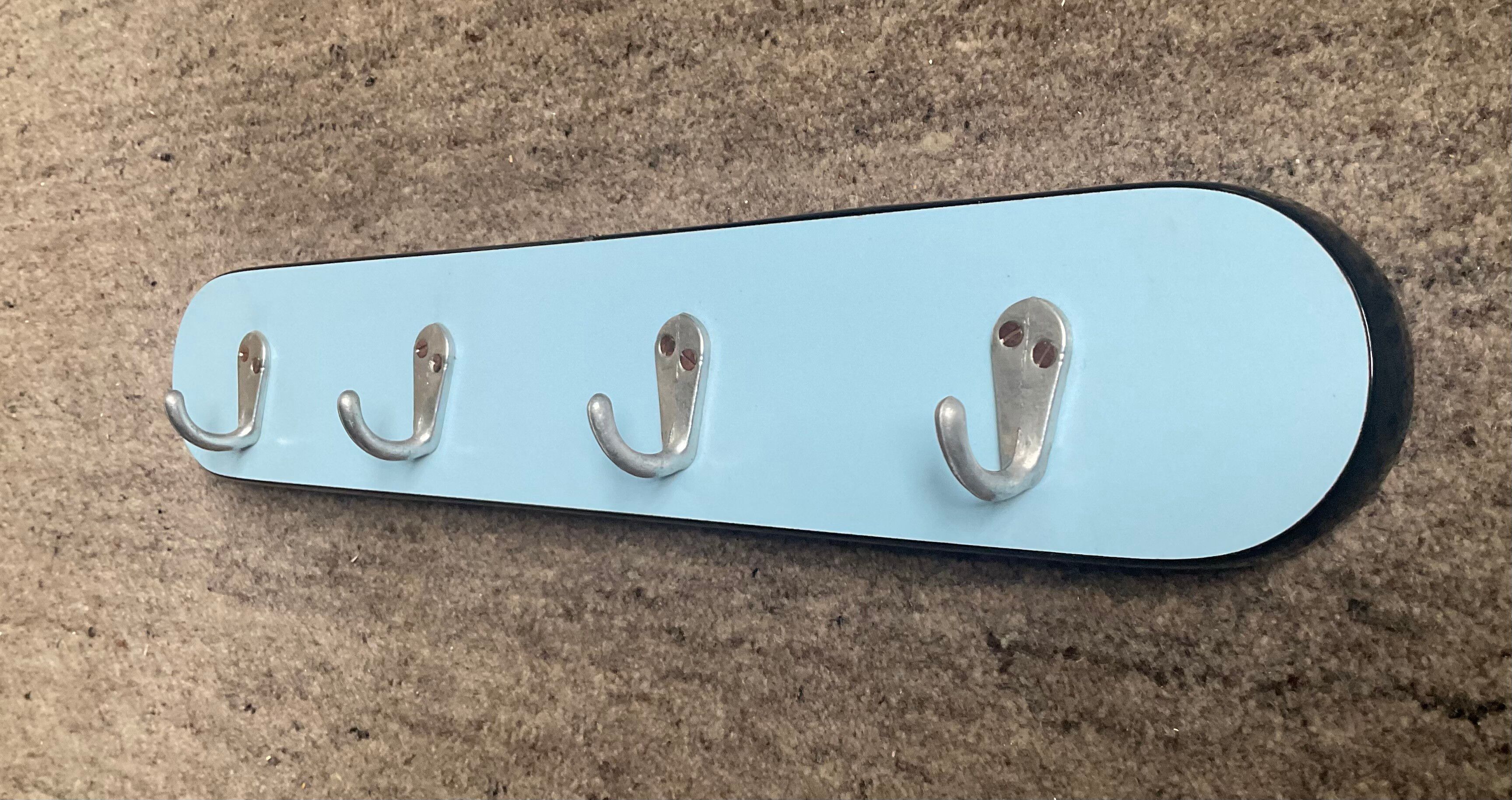 1960s towel rack in blue Formica