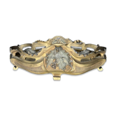 Art Nouveau jardinière in gilded bronze with holly decoration, signed E. Gros.