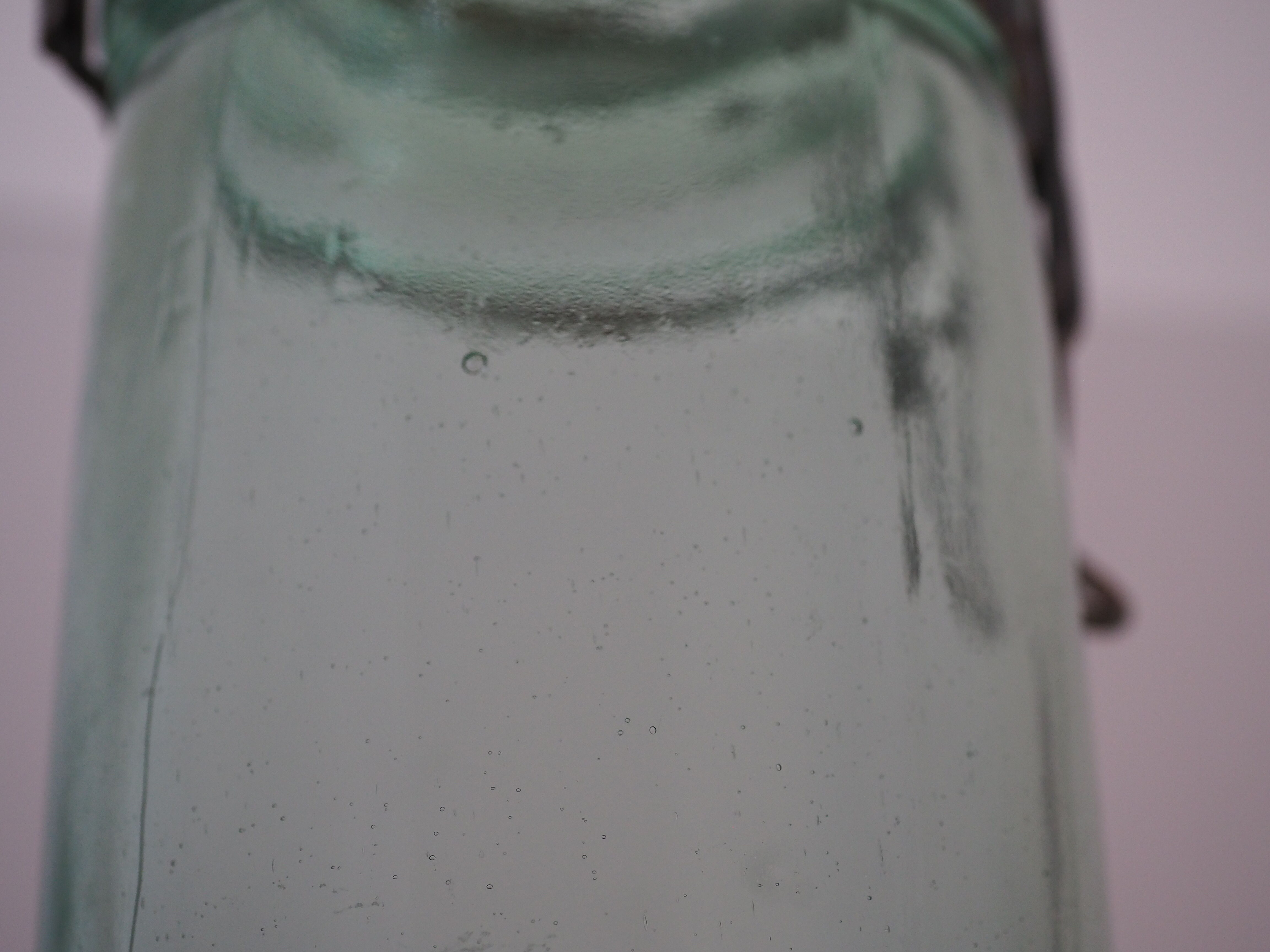 Green "ideale" glass canning jar