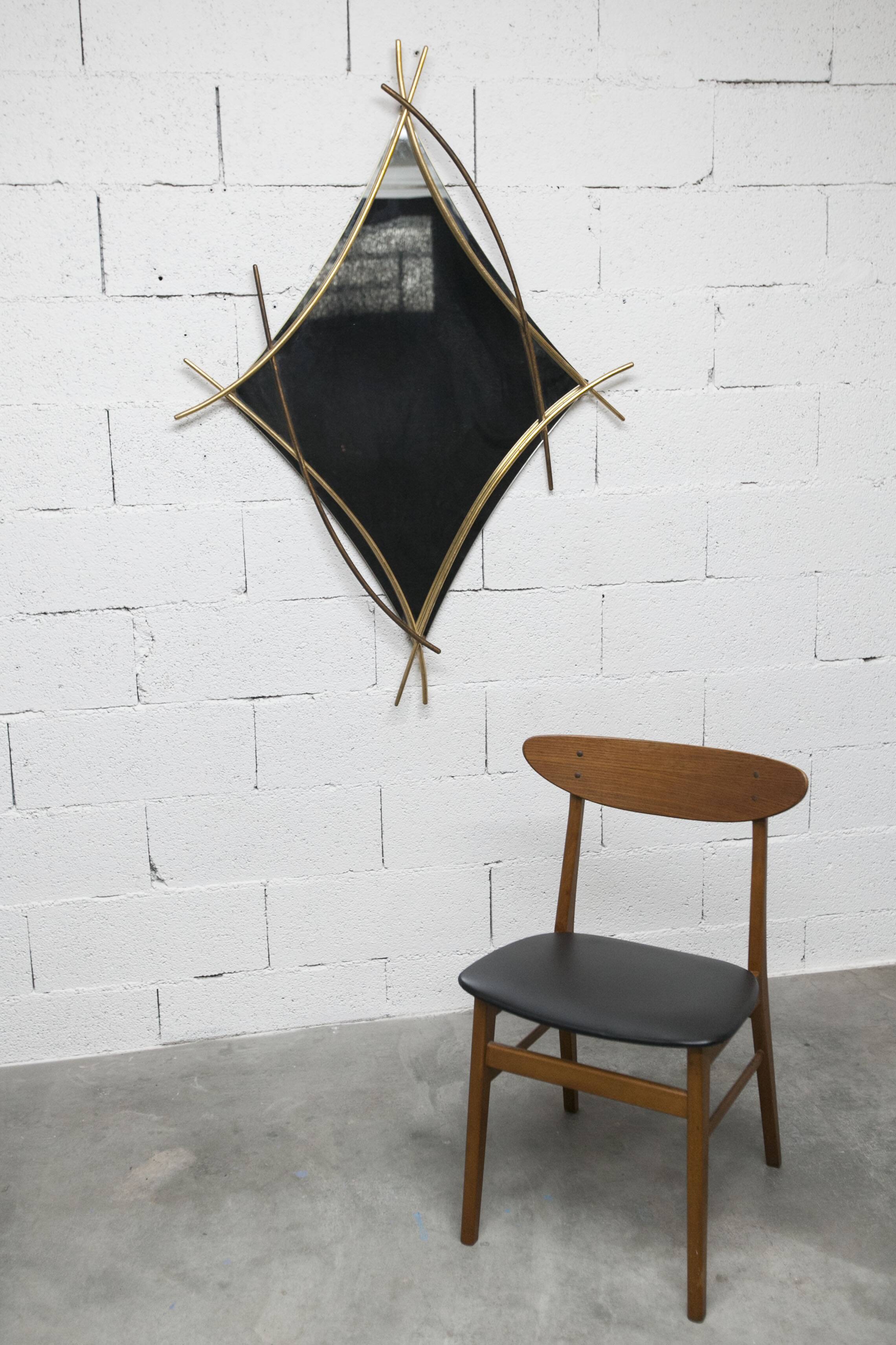 Sculptural mirror with two-tone gilded arches, France, 1970s, 95 x 133 cm