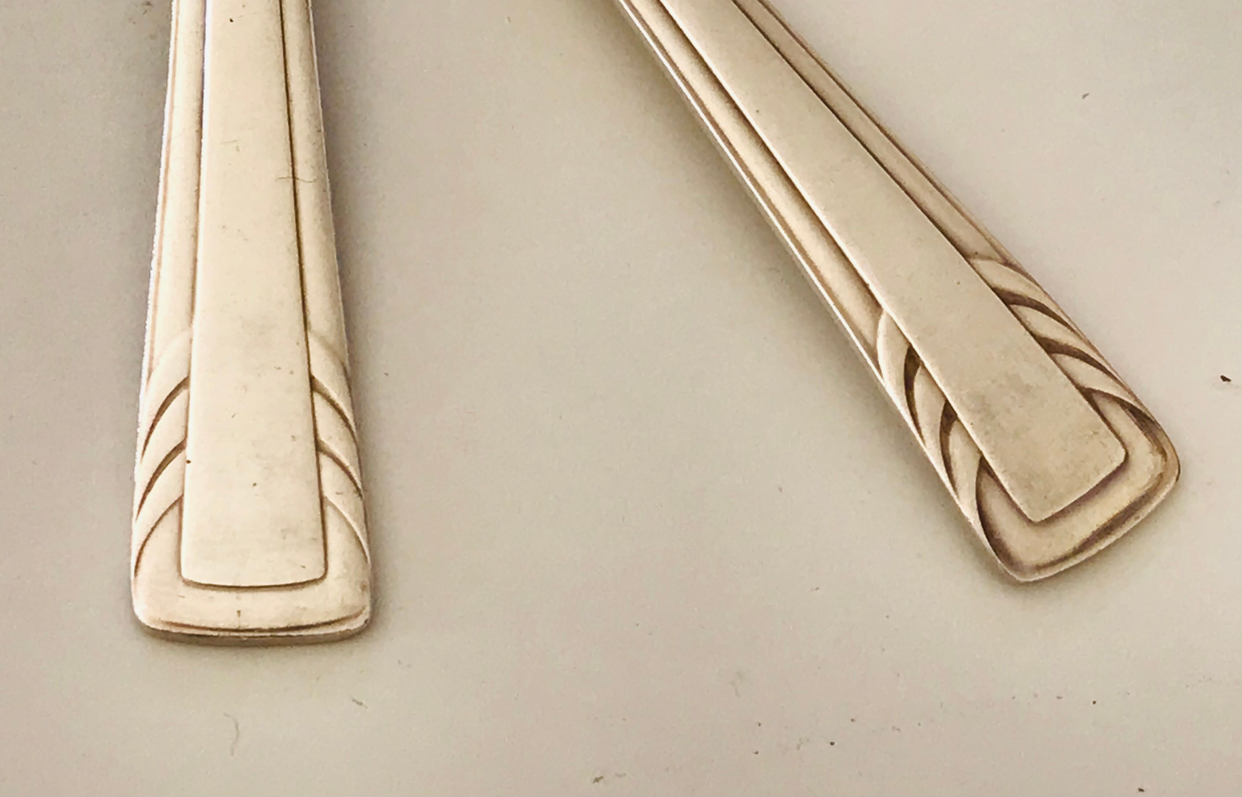 Silver metal art deco cutlery set J.Perrin