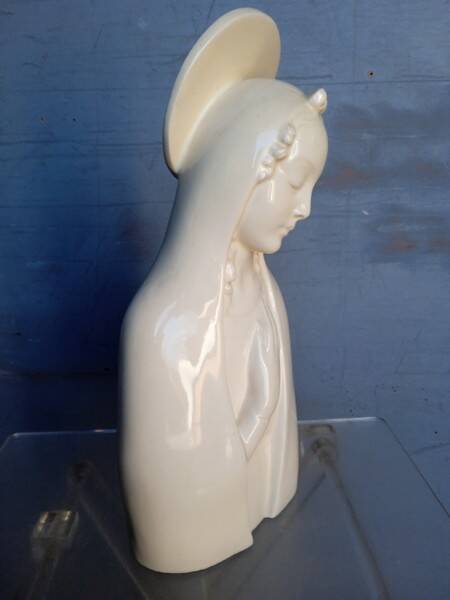 Buste vierge ceramique blanche / ecru ep 1950