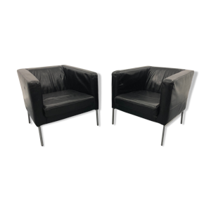 Fauteuils cuir noir années