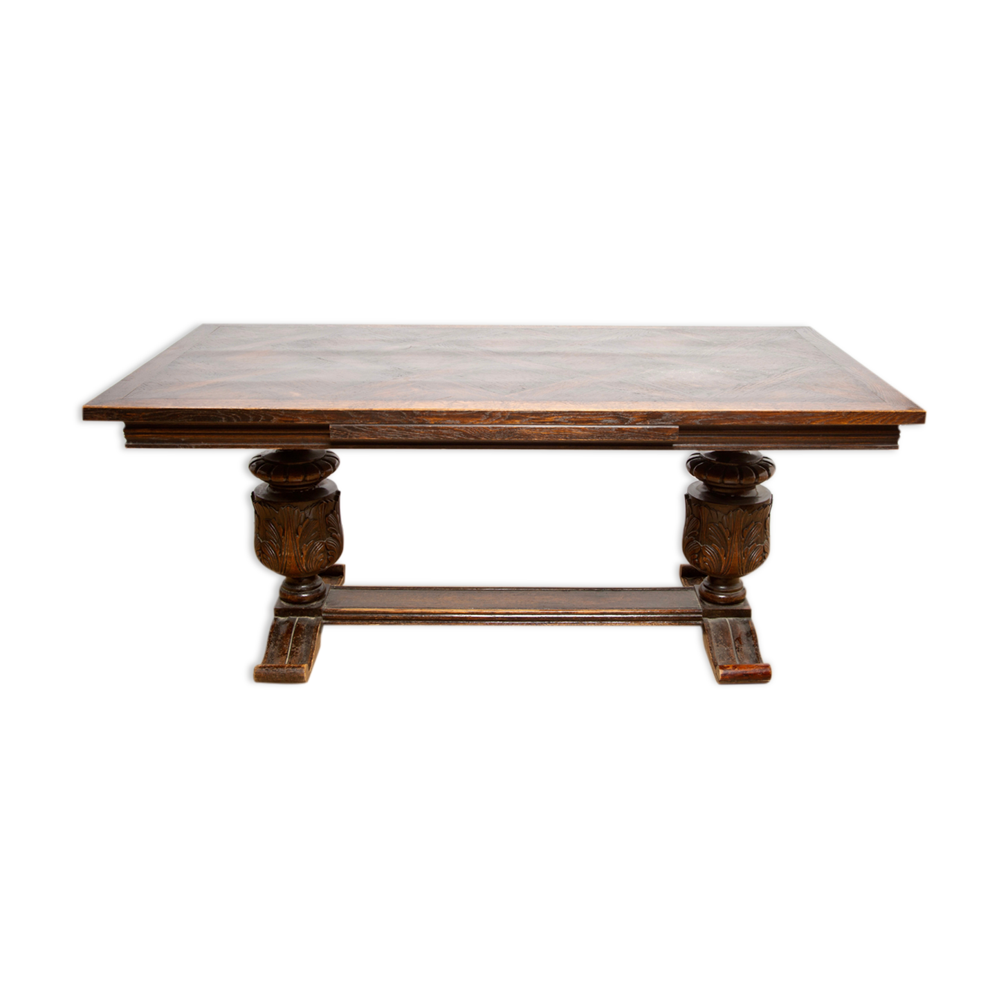 Large solid wood table with Spanish Renaissance extension