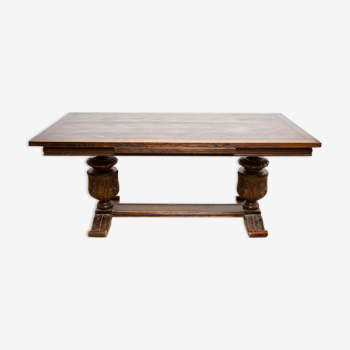 Large solid wood table with Spanish Renaissance extension