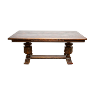 Table en bois massif avec rallonge renaissance espagnole