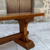 Pair of oak monastic community benches, France, early 20th century