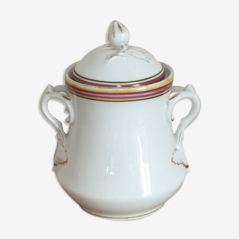 Large antique sugar bowl in Paris porcelain