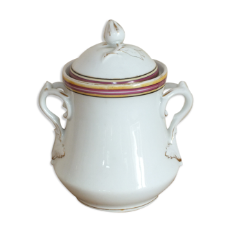 Large antique sugar bowl in Paris porcelain