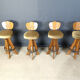 Set of 4 vintage brutalist bar stools, 1960s