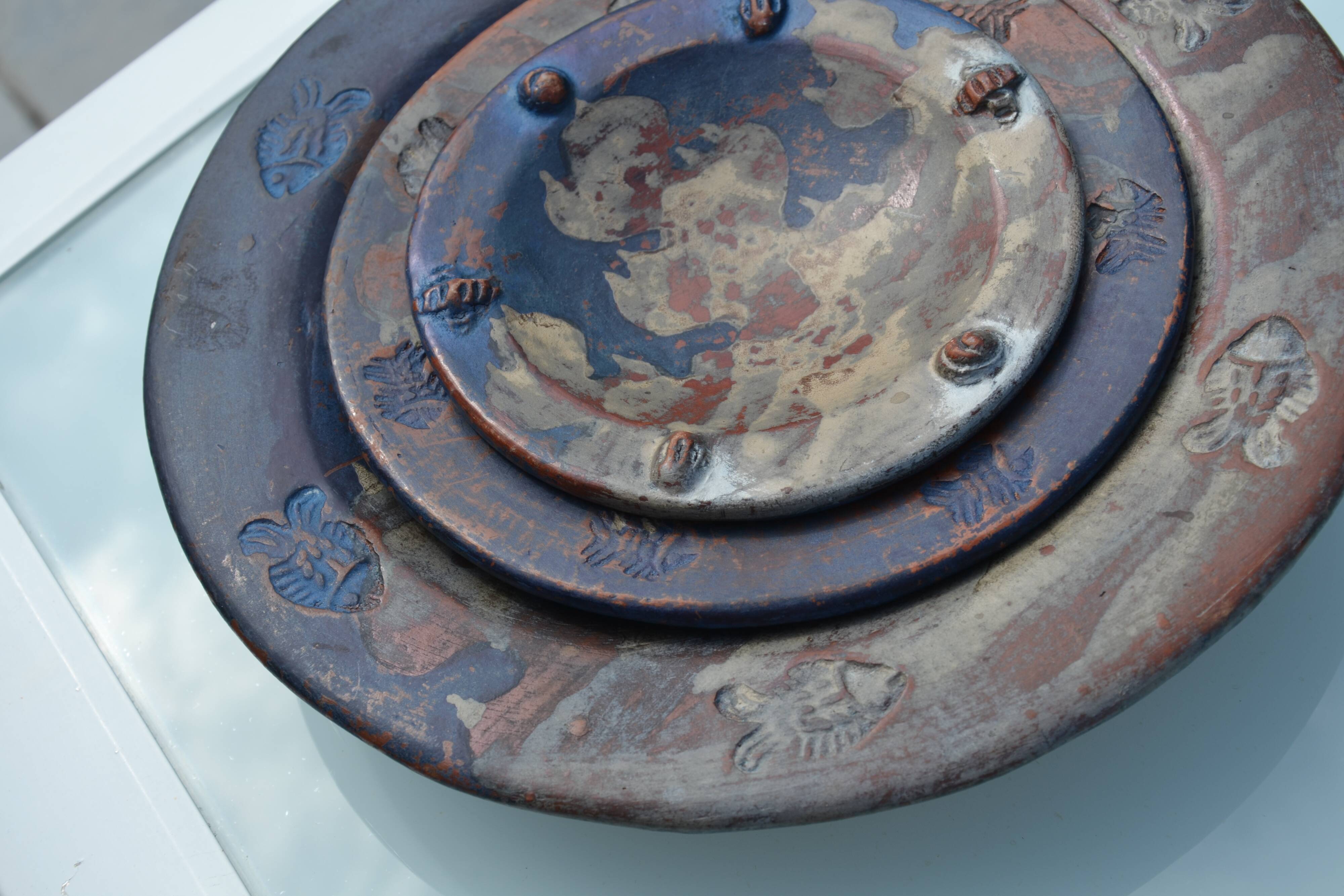3 decorative handmade plates/trinket dishes