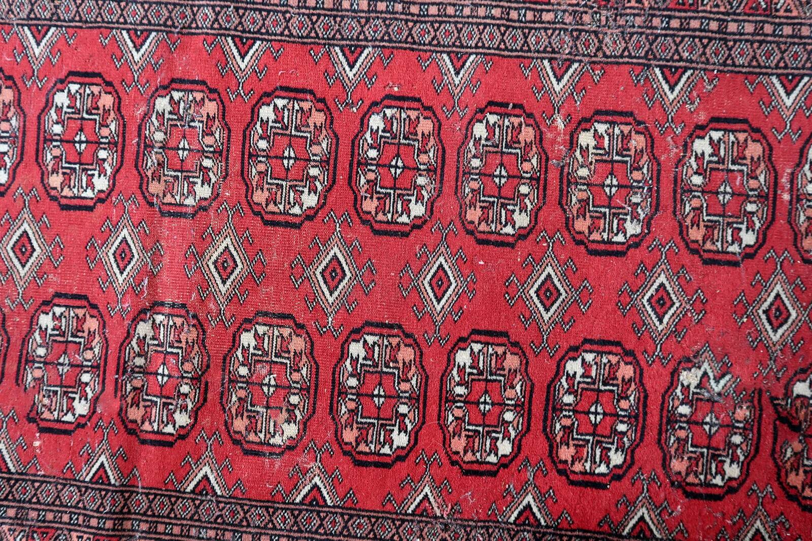 Handmade vintage Uzbek Bukhara runner 80cm x 274cm, 1960s