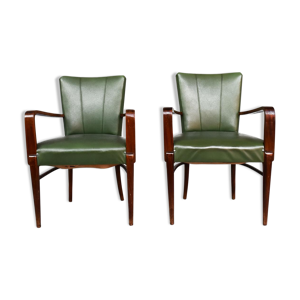 Paire de fauteuils 1940 en skaï