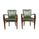 Paire de fauteuils 1940 en skaï vert et hêtre