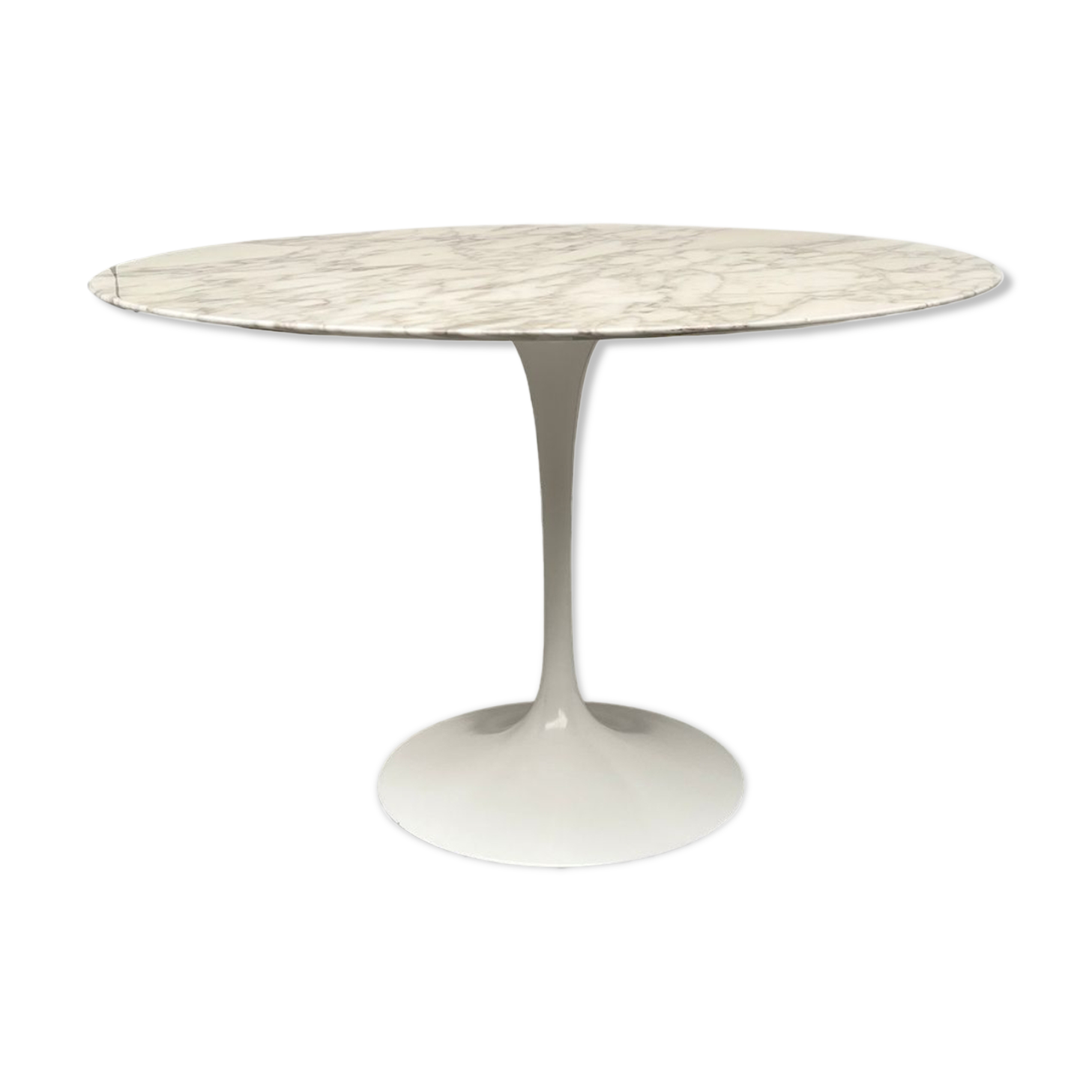Florence Knoll round table, marble top and tulip base, circa 1960, Eero Saarinen
