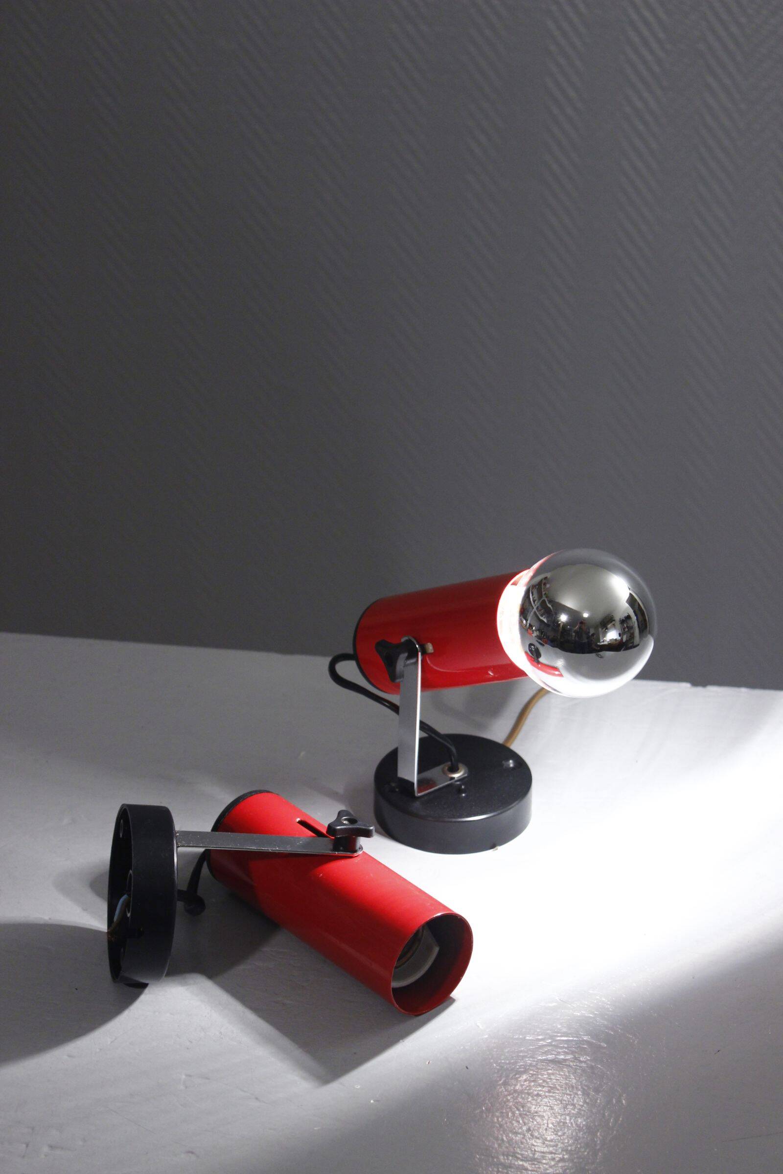 Pair of adjustable wall spotlights vintage design 1970s