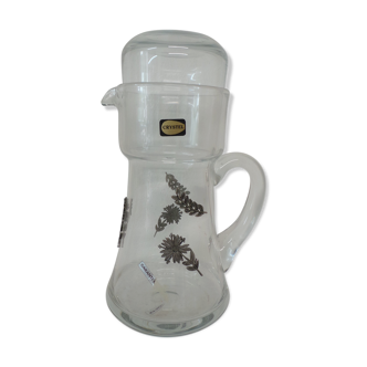 Carafe de nuit  de chevet decor floral en etain